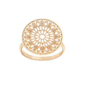 BAGUE PLAQUÉ OR MOTIF MANDALA AJOURÉ
