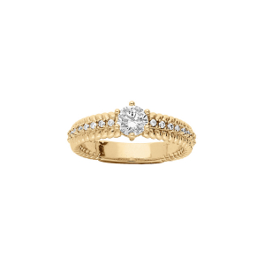 BAGUE PLAQUÉ OR SOLITAIRE OXYDES BLANCS SERTIS