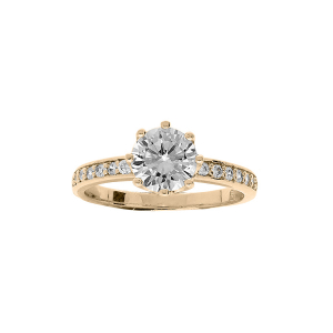 BAGUE PLAQUÉ OR SOLITAIRE OXYDES BLANCS