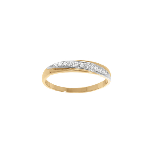 BAGUE PLAQUÉ OR GRAND DIAMETRE OXYDES BLANCS SERTIS