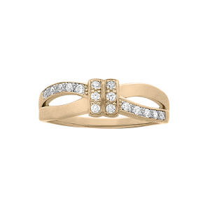 BAGUE PLAQUÉ OR GRAND DIAMETRE CROISÉE OXYDES BLANCS SERTIS