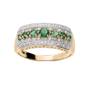 BAGUE PLAQUÉ OR GRAND DIAMETRE LARGE OXYDES VERTS ET BLANCS SERTIS