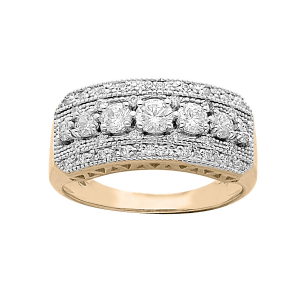 BAGUE PLAQUÉ OR GRAND DIAMETRE LARGE OXYDES BLANCS SERTIS