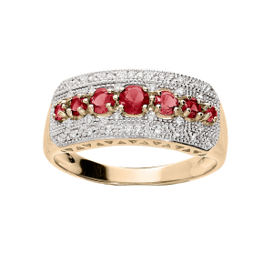 BAGUE PLAQUÉ OR GRAND DIAMETRE LARGE OXYDES ROUGES ET BLANCS SERTIS