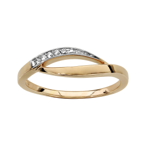 BAGUE PLAQUÉ OR 2 RANGS OXYDES BLANCS SERTIS