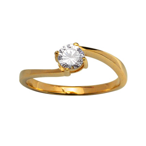 BAGUE PLAQUÉ OR SOLITAIRE 4 GRIFFES
