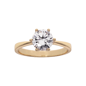 BAGUE PLAQUÉ OR GRAND DIAMETRE SOLITAIRE 6 GRIFFES