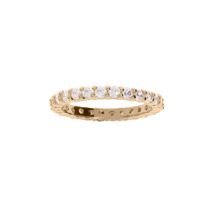 BAGUE PLAQUÉ OR ALLIANCE PIERRES BLANCHES AVEC GRIFFES