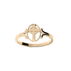 BAGUE PLAQUÉ OR OVALE CROIX