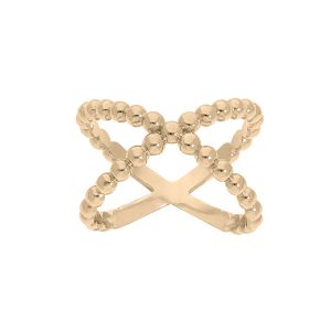 BAGUE PLAQUÉ OR CROISÉE BOULES