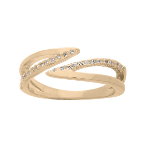 BAGUE PLAQUÉ OR 2 POINTES OXYDES BLANCS SERTIS