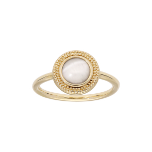 BAGUE PLAQUÉ OR RONDE VERRE IRRISE