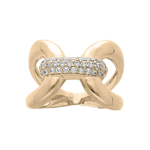 BAGUE PLAQUÉ OR OXYDES BLANCS SERTIS