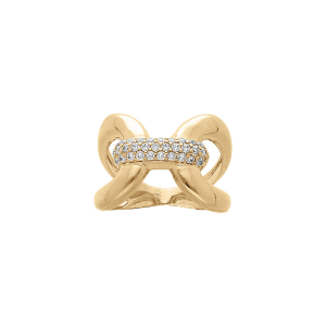 BAGUE PLAQUÉ OR OXYDES BLANCS SERTIS