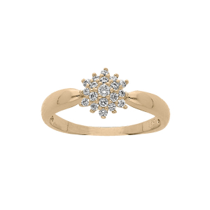 BAGUE PLAQUÉ OR SOLITAIRE OXYDES BLANCS SERTIS