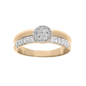 BAGUE PLAQUÉ OR GRAND DIAMETRE PAVÉ OXYDES BLANCS SERTIS
