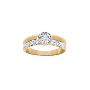 BAGUE PLAQUÉ OR GRAND DIAMETRE PAVÉ OXYDES BLANCS SERTIS