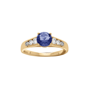 BAGUE PLAQUÉ OR GRAND DIAMETRE OXYDE BLEU ET OXYDES BLANCS SERTIS
