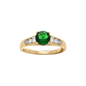 BAGUE PLAQUÉ OR OXYDE VERT ET OXYDES BLANCS SERTIS