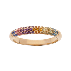 BAGUE PLAQUÉ OR JONC OXYDES MULTI COULEURS SERTIS