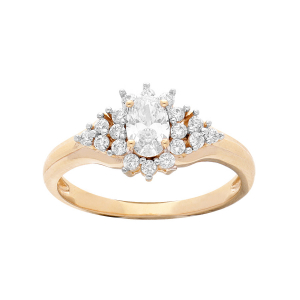 BAGUE PLAQUÉ OR GRAND DIAMETRE OXYDES BLANCS SERTIS