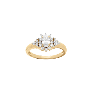 BAGUE PLAQUÉ OR GRAND DIAMETRE OXYDES BLANCS SERTIS