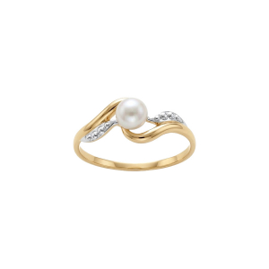 BAGUE PLAQUÉ OR PERLE DE CULTURE D'EAU DOUCE BLANCHE