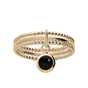 BAGUE PLAQUÉ OR TRIPLE ANNEAUX CABOCHON ONYX IMITATION