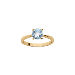 BAGUE PLAQUÉ OR PIERRE VÉRITABLE TOPAZE BLEU 6,5MM