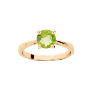 BAGUE PLAQUÉ OR PIERRE VÉRITABLE PERIDOT 6,5MM