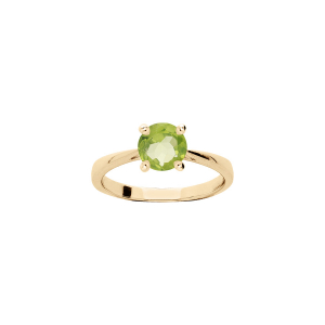 BAGUE PLAQUÉ OR PIERRE VÉRITABLE PERIDOT 6,5MM
