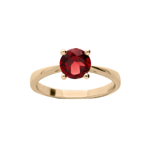 BAGUE PLAQUÉ OR PIERRE VÉRITABLE GRENAT 6,5MM