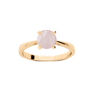 BAGUE PLAQUÉ OR PIERRE VÉRITABLE QUARTZ ROSE 6,5MM