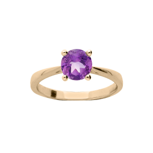 BAGUE PLAQUÉ OR PIERRE VÉRITABLE AMÉTHYSTE 6,5MM