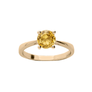 BAGUE PLAQUÉ OR PIERRE VÉRITABLE CITRINE 6,5MM