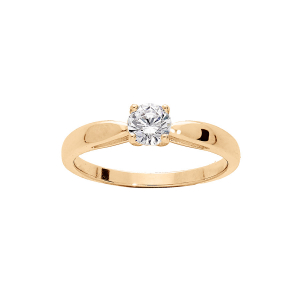 BAGUE PLAQUÉ OR 5MM SOLITAIRE OXYDE BLANC SERTI GRIFFES