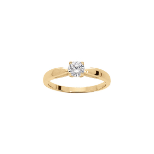 BAGUE PLAQUÉ OR 5MM SOLITAIRE OXYDE BLANC SERTI GRIFFES