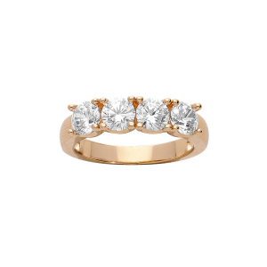 BAGUE PLAQUÉ OR 4 OXYDES BLANCS SERTIS