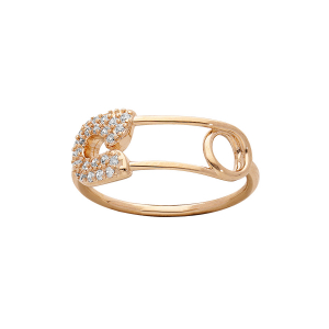 BAGUE PLAQUÉ OR EPINGLE A NOURRICE OXYDES BLANCS SERTIS