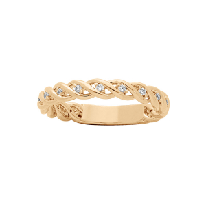 BAGUE PLAQUÉ OR STYLE ALLIANCE CROISÉES OXYDES BLANCS SERTIS