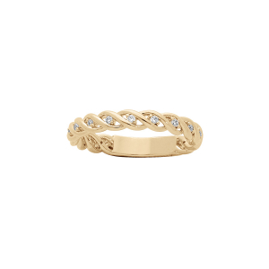 BAGUE PLAQUÉ OR STYLE ALLIANCE CROISÉES OXYDES BLANCS SERTIS