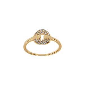 BAGUE PLAQUÉ OR RONDE OXYDES BLANCS SERTIS