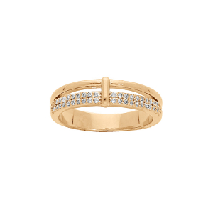 BAGUE PLAQUÉ OR STYLE ALLIANCE OXYDES BLANCS SERTIS