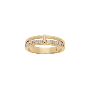 BAGUE PLAQUÉ OR STYLE ALLIANCE OXYDES BLANCS SERTIS