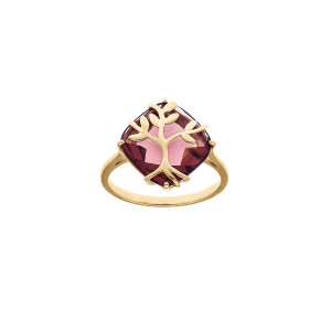 BAGUE PLAQUÉ OR OXYDE VIOLET AVEC ARBRE DE VIE