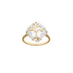 BAGUE PLAQUÉ OR OXYDE BLANC AVEC ARBRE DE VIE