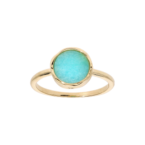BAGUE PLAQUÉ OR FORME IRREGULIERE AVEC AMAZONITE VÉRITABLE