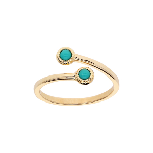 BAGUE PLAQUÉ OR TOI T MOI  AVEC PIERRE SYNTHETIQUE COULEUR TURQUOISE