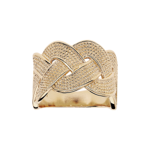 BAGUE PLAQUÉ OR LARGE TRESSE LISSE