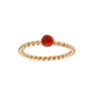 BAGUE PLAQUÉ OR FIL TORSADE PIERRE CORNALINE VÉRITABLE 4MM